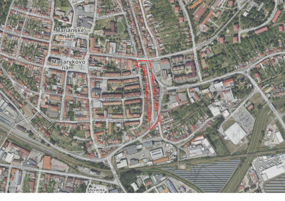 Řešený úsek na podkladu ortofotomapy