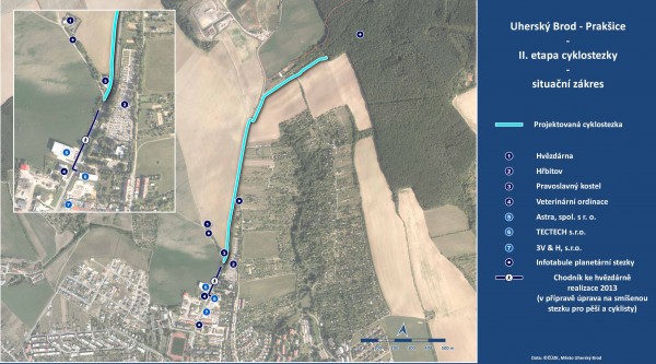 Stezka pro pěší a cyklisty Uherský Brod - Prakšice, část Uherský Brod