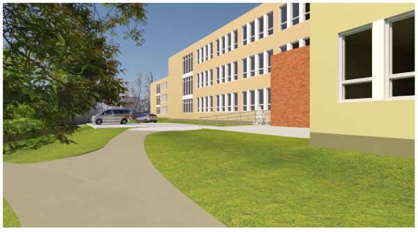 Vizualizace příjezdu ZŠ Čtverka